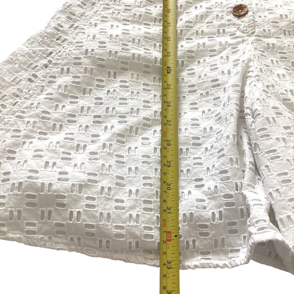 Anthropologie White Eyelet Cotton Button Front Romper Pockets Size 2 - Picture 6 of 12